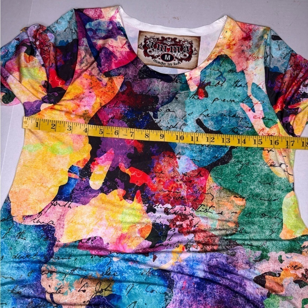 Amma Colorful Abstract Long Sleeve Tunic Size Medium. I#54 - Picture 8 of 9